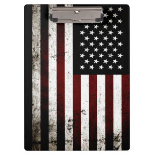 Carpeta De Pinza Bandera americana del Grunge negro