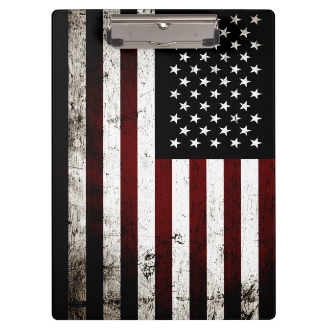 Carpeta De Pinza Bandera americana del Grunge negro (Anverso)