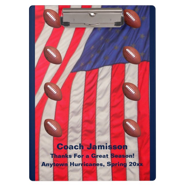 Carpeta De Pinza Bandera Americana, Entrenador De Fútbol Gracias, N (Anverso)