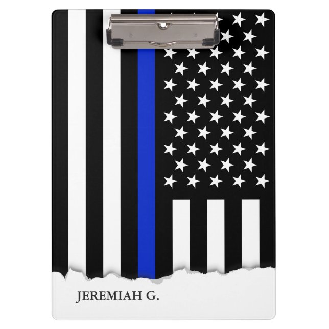 Carpeta De Pinza Bandera americana fina de Blue Line personalizada (Anverso)