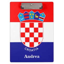 Carpeta De Pinza Bandera croata personalizada con nombre