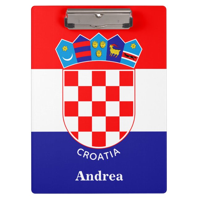 Carpeta De Pinza Bandera croata personalizada con nombre (Anverso)