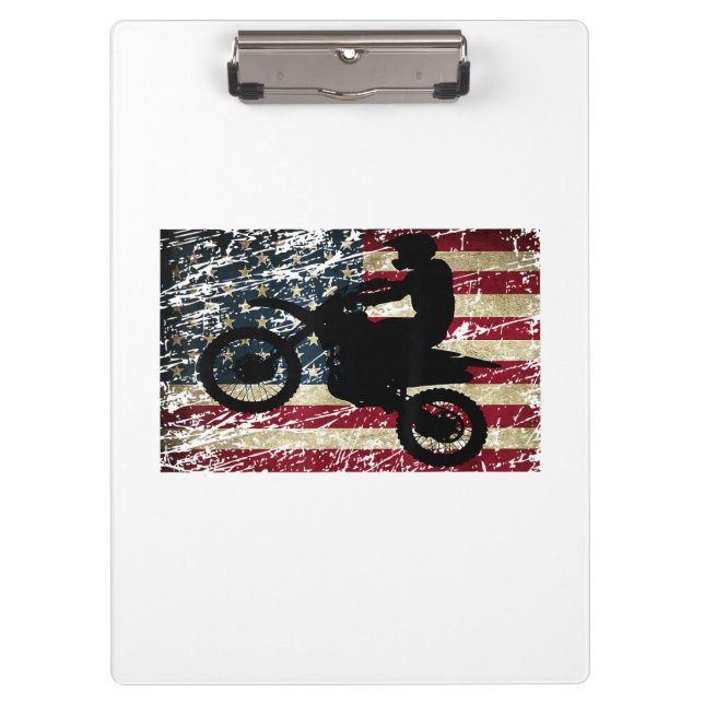 Carpeta De Pinza Bandera de Dirt Bike Estados Unidos Camiseta Motoc (Anverso)