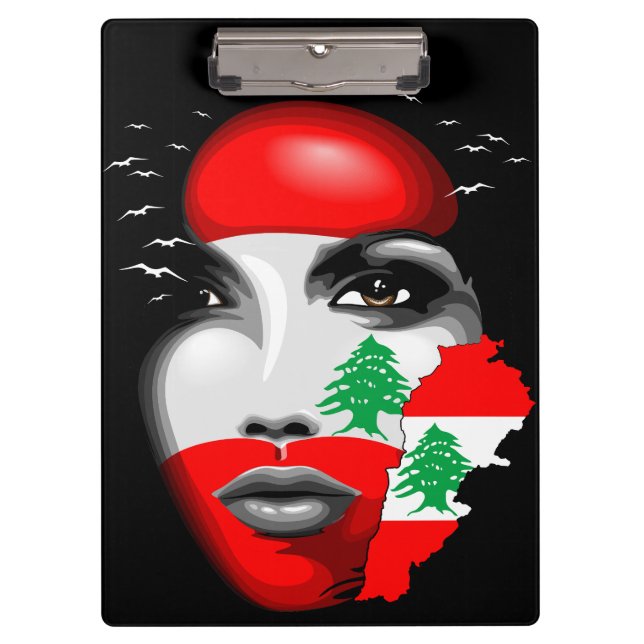 Carpeta De Pinza Bandera del Líbano y mapa de la cara de los chicas (Anverso)
