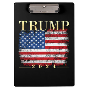 Carpeta De Pinza Bandera estadounidense elegante de oro de Trump 20