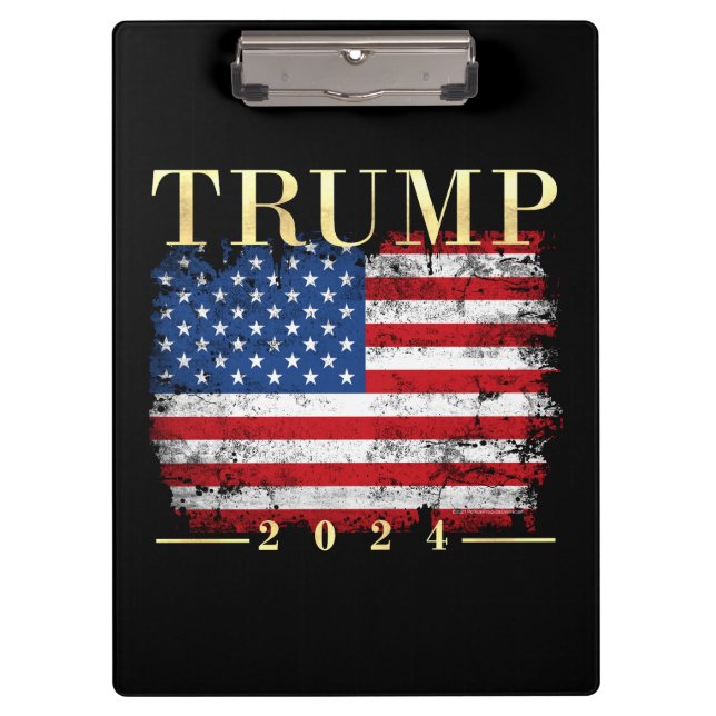 Carpeta De Pinza Bandera estadounidense elegante de oro de Trump 20 (Anverso)