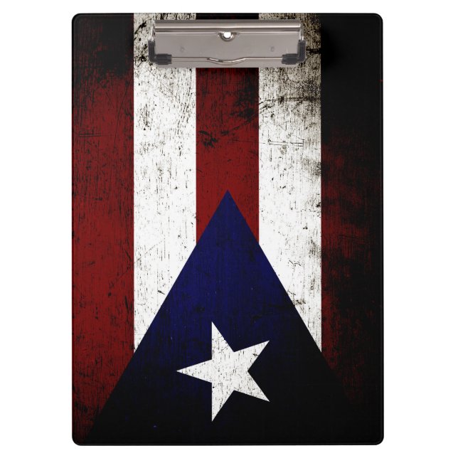 Carpeta De Pinza Bandera negra de Puerto Rico del Grunge (Anverso)