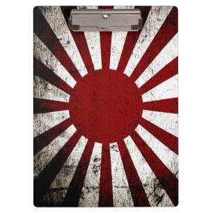 Carpeta De Pinza Bandera negra del sol naciente de Japón del Grunge