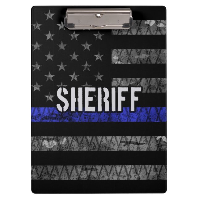 Carpeta De Pinza Bandera policial del sheriff angustiada (Anverso)