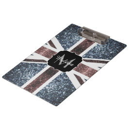 Carpeta De Pinza Bandera rusa británica azul brillante purpurinas M