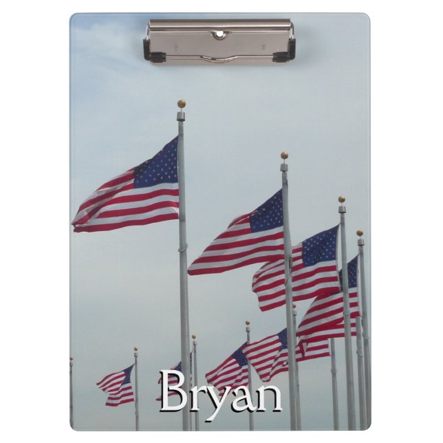 Carpeta De Pinza Banderas estadounidenses en el monumento a Washing (Anverso)