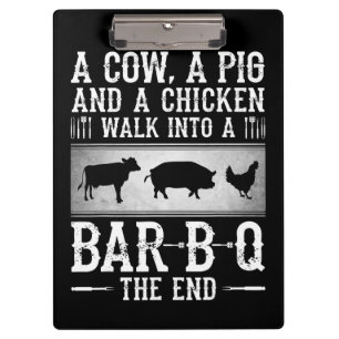 Carpeta De Pinza Barbacoa Una Vaca, Un Cerdo Y Un Pollo Entrando