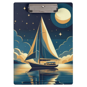 Carpeta De Pinza Barco de vela por la noche