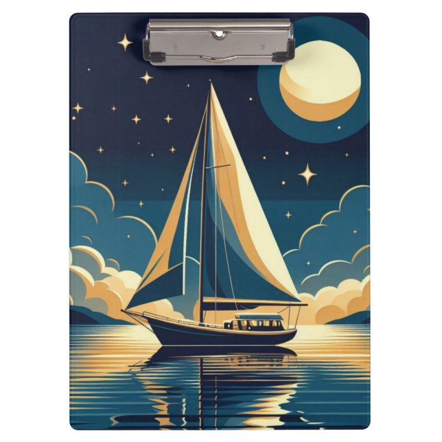 Carpeta De Pinza Barco de vela por la noche (Anverso)