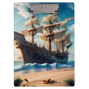 Carpeta De Pinza Barco pirata de playa tropical