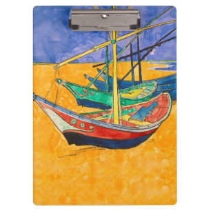 Carpeta De Pinza Barcos de Van Gogh Impresionismo Playa