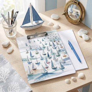 Carpeta De Pinza Barcos de vela al mar acuarela Náutico