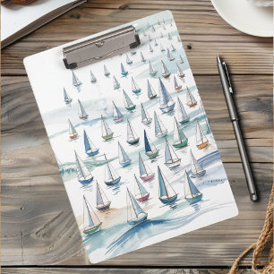 Carpeta De Pinza Barcos de vela al mar acuarela Náutico