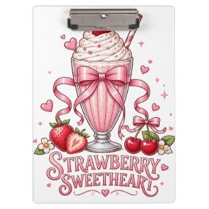 Carpeta De Pinza Batido de Fresa Rosado Postre Adorable