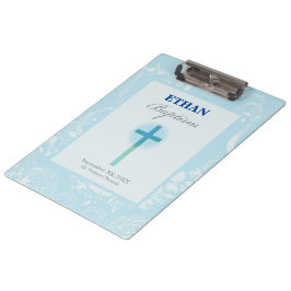 Carpeta De Pinza Bautizo de Niño con Encaje Azul