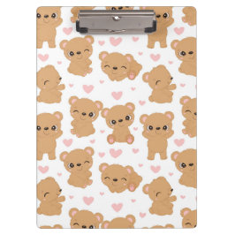 Carpeta De Pinza Bears and Pink Hearts Clipboard