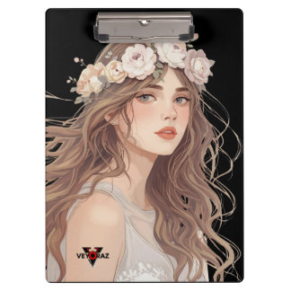 Carpeta De Pinza Beautiful Floral Anime Girl – Soft Pastel Aesthe