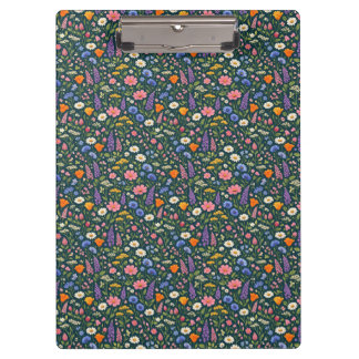 Carpeta De Pinza Beautiful Wildflower Garden on Dark Teal