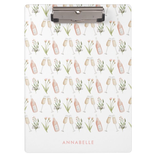 Carpeta De Pinza Bebidas modernas y rosas, despedida de soltera  (Anverso)