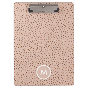 Carpeta De Pinza Beige y Boho Terracotta Brown Dots Monograma