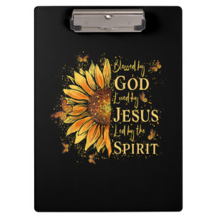 Carpeta De Pinza Bendecido Por Dios - Amado Por Jesús, Girasol