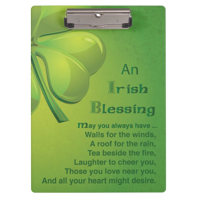 Carpeta De Pinza Bendiciones irlandesas Green Shamrock, Celtic (Anverso)