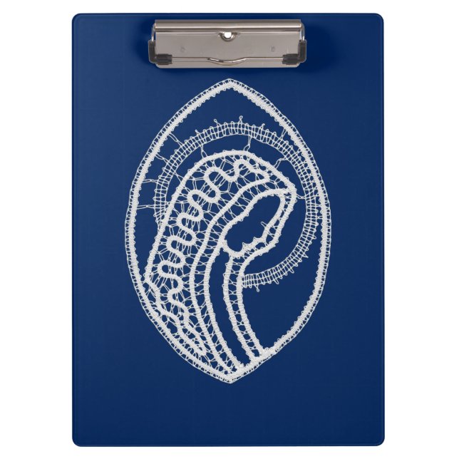 Carpeta De Pinza Bendita Virgen María, encaje blanco, azul marino (Anverso)