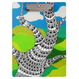 Carpeta De Pinza Bendy Tree Design Clouds Grassy Landscape