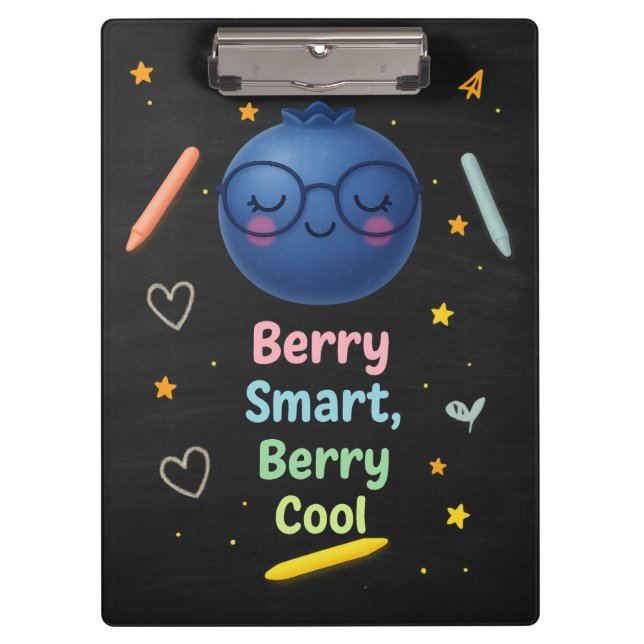 Carpeta De Pinza Berry Smart, Berry Guay Cute Chalkboard Clipboard (Anverso)