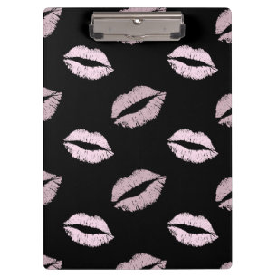 Carpeta De Pinza Besos Rosados Plateados