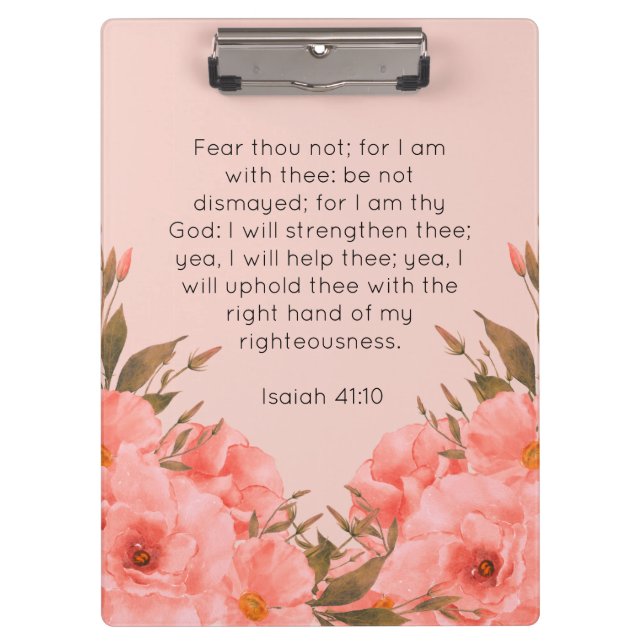 Carpeta De Pinza Bible Verse Clipboard | Pink Floral Design (Anverso)