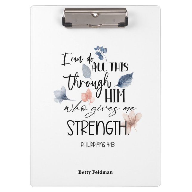 Carpeta De Pinza Biblia Verse Philippians Floral (Anverso)