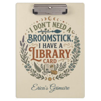 Carpeta De Pinza Bibliotecaria Bruja Tarjeta de Biblioteca Amante d
