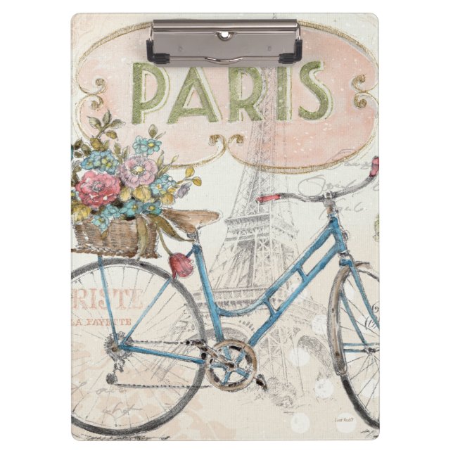 Carpeta De Pinza Bici de París con las flores (Anverso)