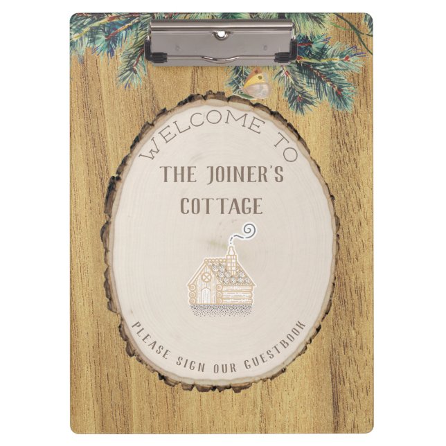 Carpeta De Pinza Bienvenidos a nuestra cabaña rústica en el bosque (Anverso)