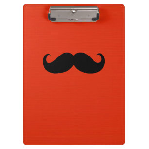 Carpeta De Pinza Bigote Negro Divertido sobre Fondo Rojo Naranja