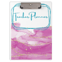 Binder de profesores rosados y dorados