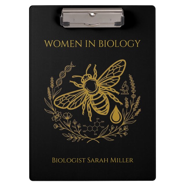 Carpeta De Pinza Biology Bee & Golden DNA Spiral Notebook (Anverso)