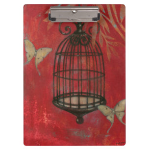 Carpeta De Pinza Birdcage decorativo con las mariposas