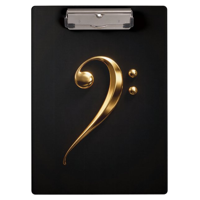 Carpeta De Pinza Black 4 Luxe Clipboard, Golden Bass Clef (Anverso)