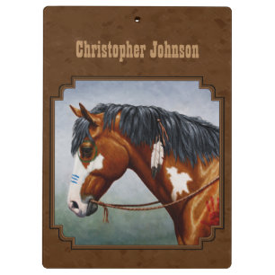 Carpeta De Pinza Black American Bay Pinto Horse Brown