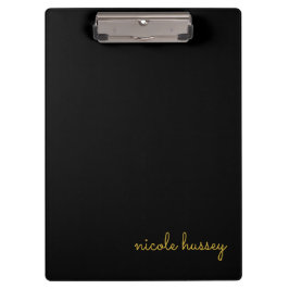 Carpeta De Pinza Black and Gold Script  | Stylish Monogram Modern