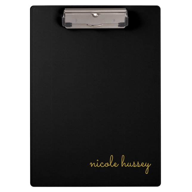 Carpeta De Pinza Black and Gold Script  | Stylish Monogram Modern (Anverso)