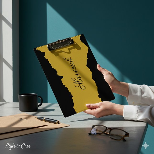 Carpeta De Pinza Black and M Gold Clipboard with Displayed Name (Black and Metallic Gold Clipboard with Displayed Name)