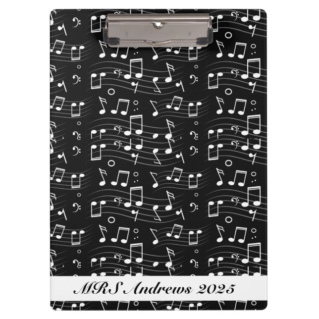 Carpeta De Pinza Black and white music notes (Anverso)
